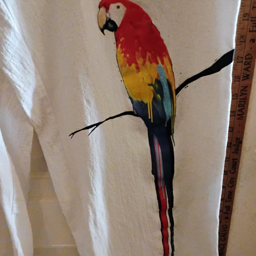 White Beach Pants with Parrot Print - Picture 2 of 4